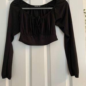 Nasty gal black long sleeve crop top